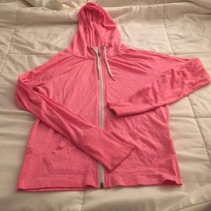 Neon pink athletic sweat shirt jacket